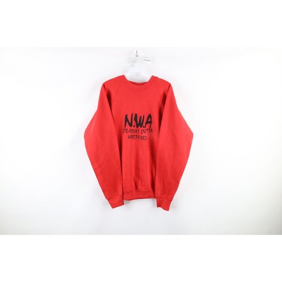 Vintage 90s XL Distressed NWA Straight Outta Hartford Spell Out Sweatshirt USA